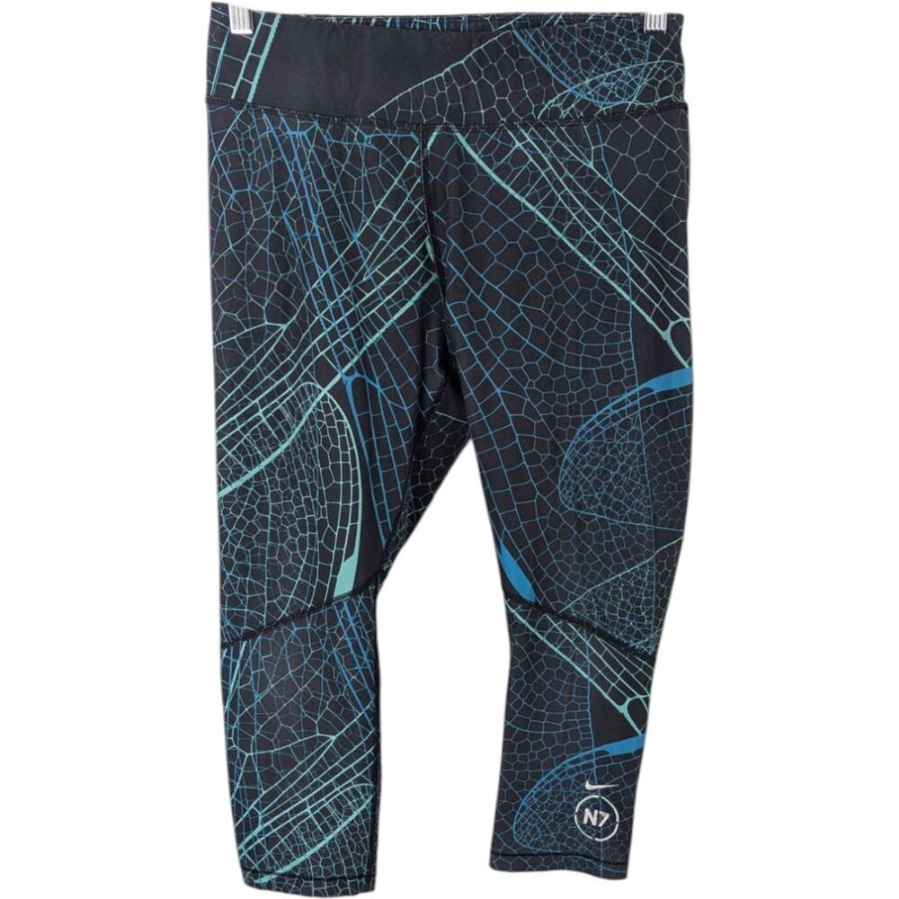 Nike Size Large Yoga Pants Dragonfly Print Leggings N7 Cropped 28x21